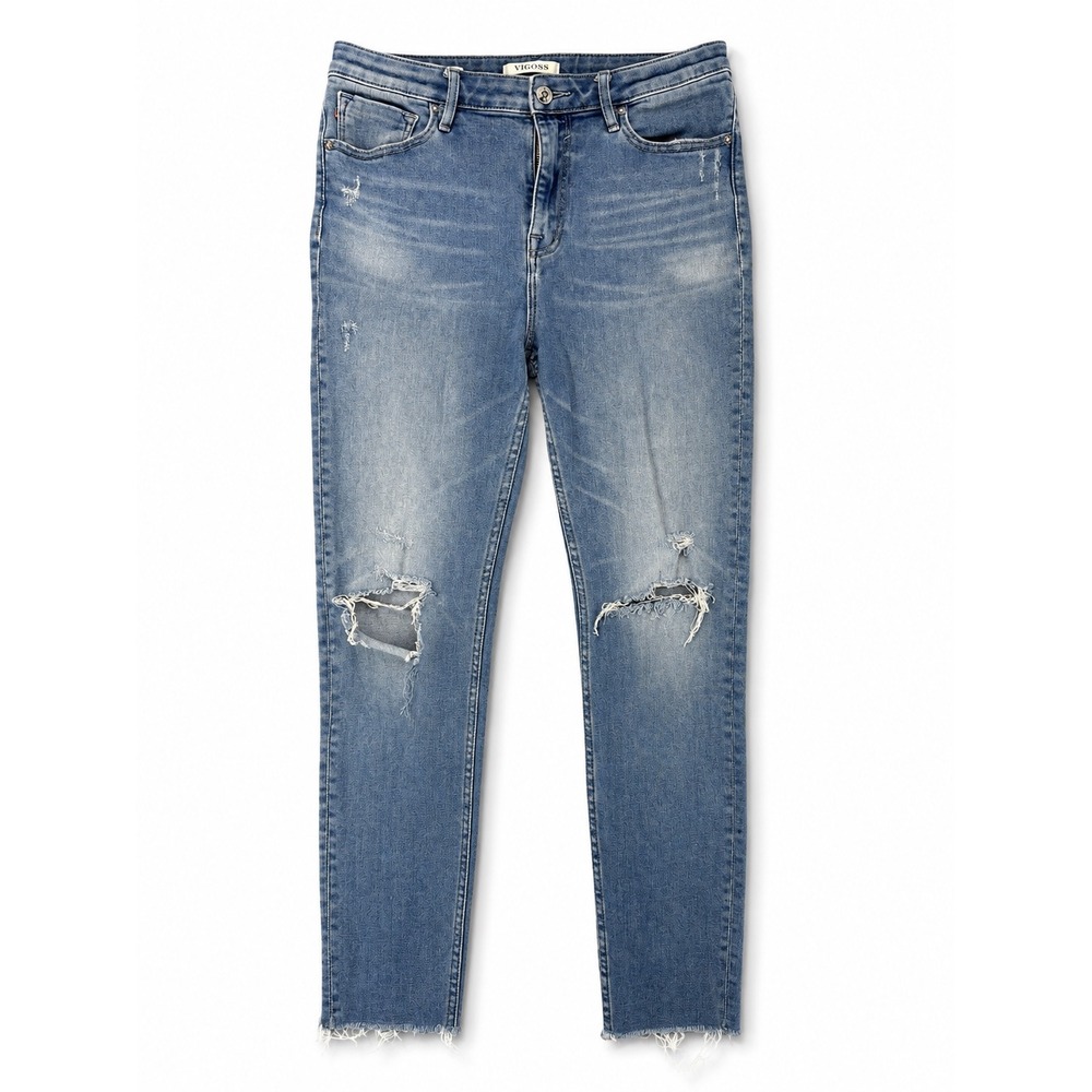 Vigoss Ace Skinny Jeans Womens 30 Distressed Raw Hem Stretch Y2K Denim Grunge